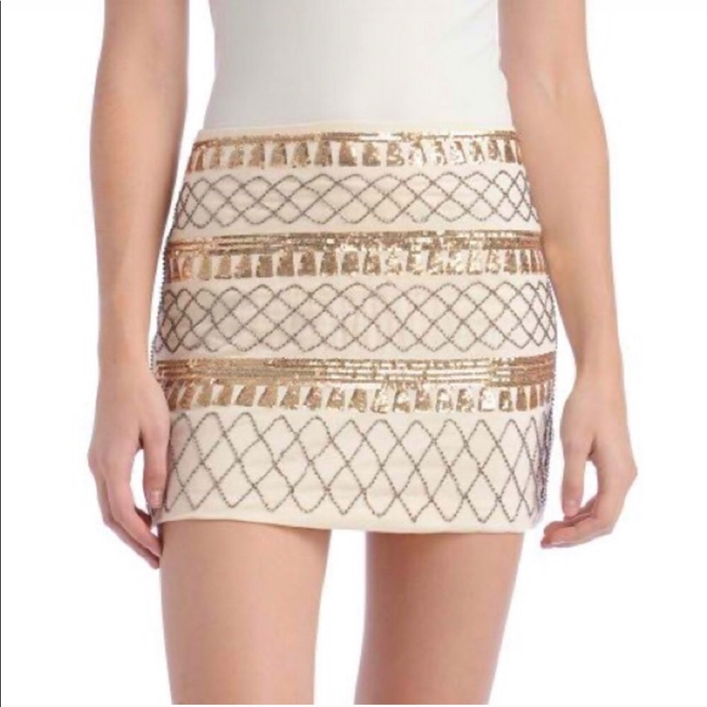Patterned Beaded Sequin Mini-Skirt